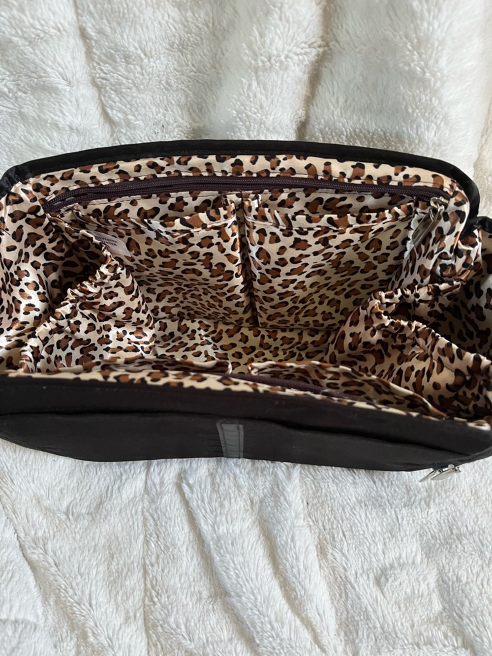 Black Purse Organizer Insert with Leopard Interior